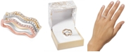 Charter Club Tri-Tone Silver, Gold Plated, 18K Rose Gold Plated 3-Pc. Set Pav&eacute; Wavy Rings, Created for Macy's 
